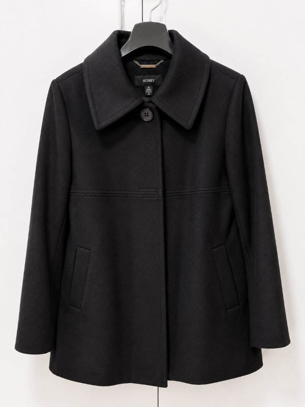 Alfani Black Wool Blend Coat Classic Tailored Button Front Jacket